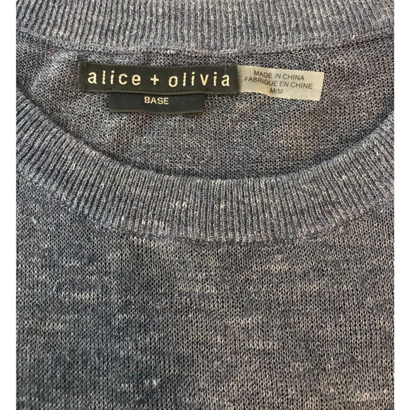Alice+Olivia Base Jamica Linen Blue Denim Linen Blend Tank - Size Medium - Picture 7 of 8